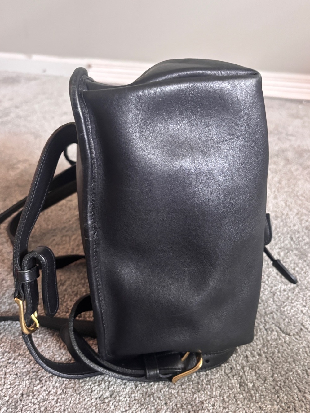 Vintage Coach 9791 Black Leather Daypack Backpack USA Turnlock Glove Tanned - Picture 12 of 13